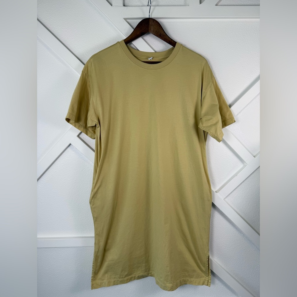 Uniqlo Yellow Mercerized Cotton Short-Sleeve T-Shirt Dress Pockets Size Medium